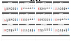 Printable 2021 Yearly Calendar