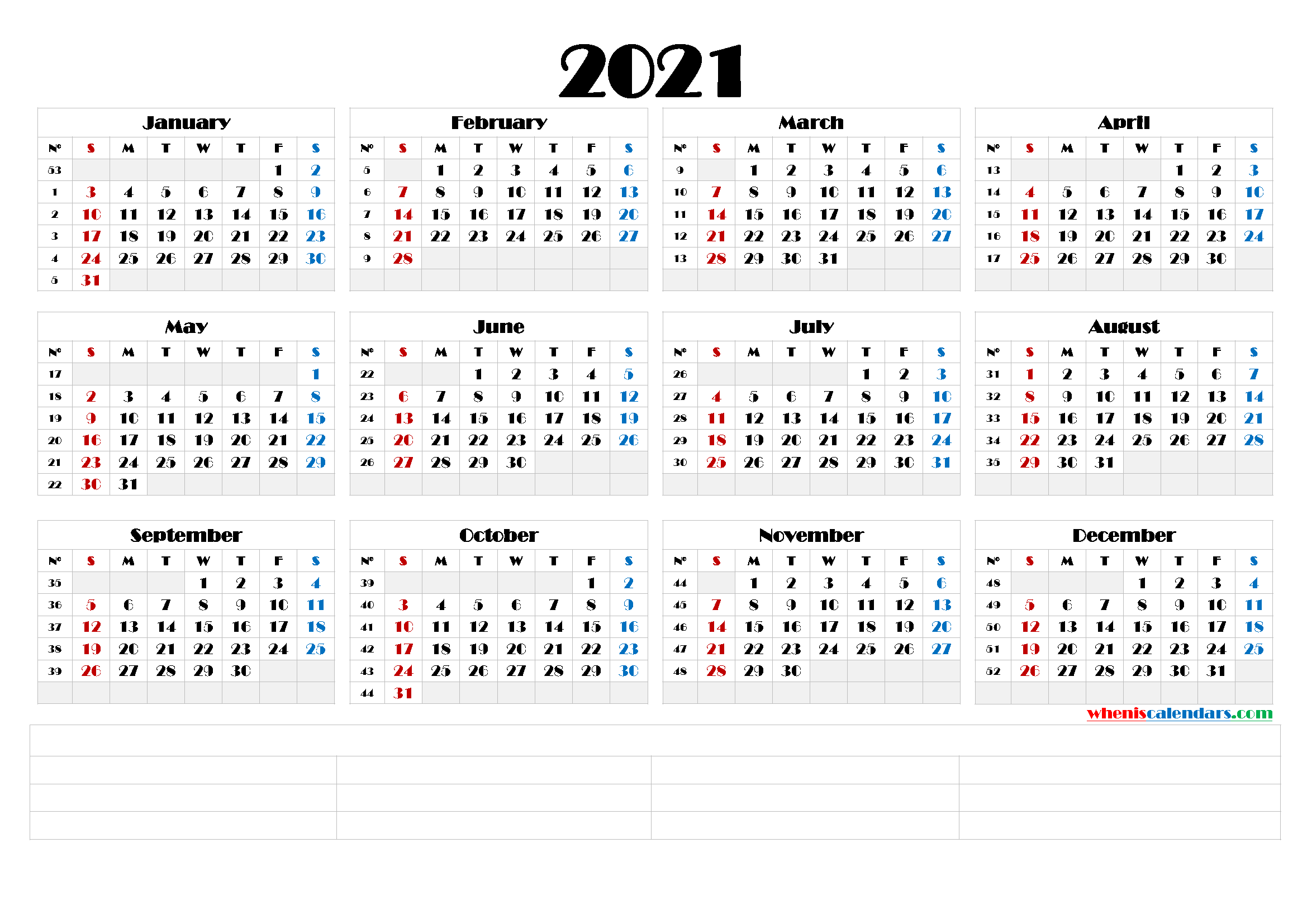 2021 Yearly Calendar Template Word Premium Templates