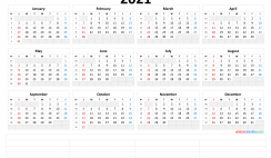 Printable 2021 Calendar by Year