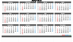 Free Printable 2021 Yearly Calendar with Week Numbers