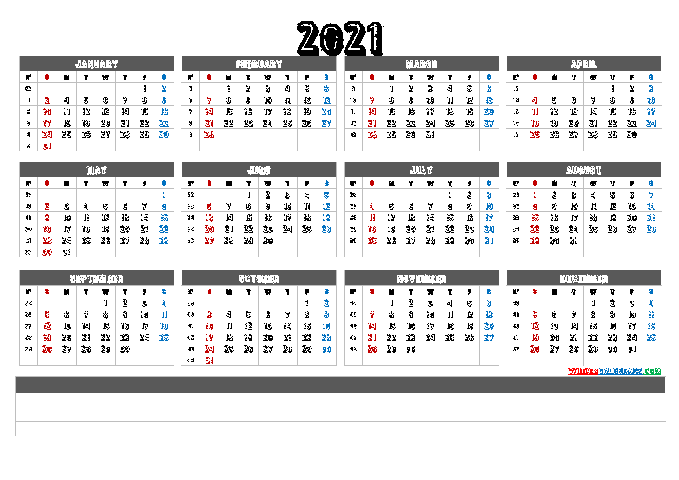 2022 Calendar with Week Numbers Printable 6 Templates 