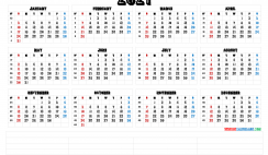 2021 12 Month Calendar Printable