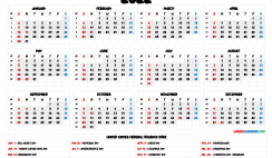 Printable 12 Month Calendar on One Page 2022
