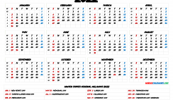 Printable 2022 Calendar with Holidays in U.S.