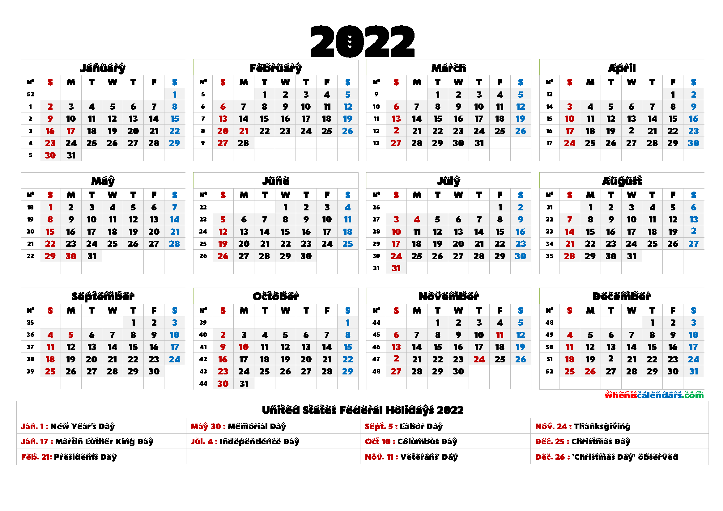 Free Printable 2022 Calendar Templates - 9 Templates ...