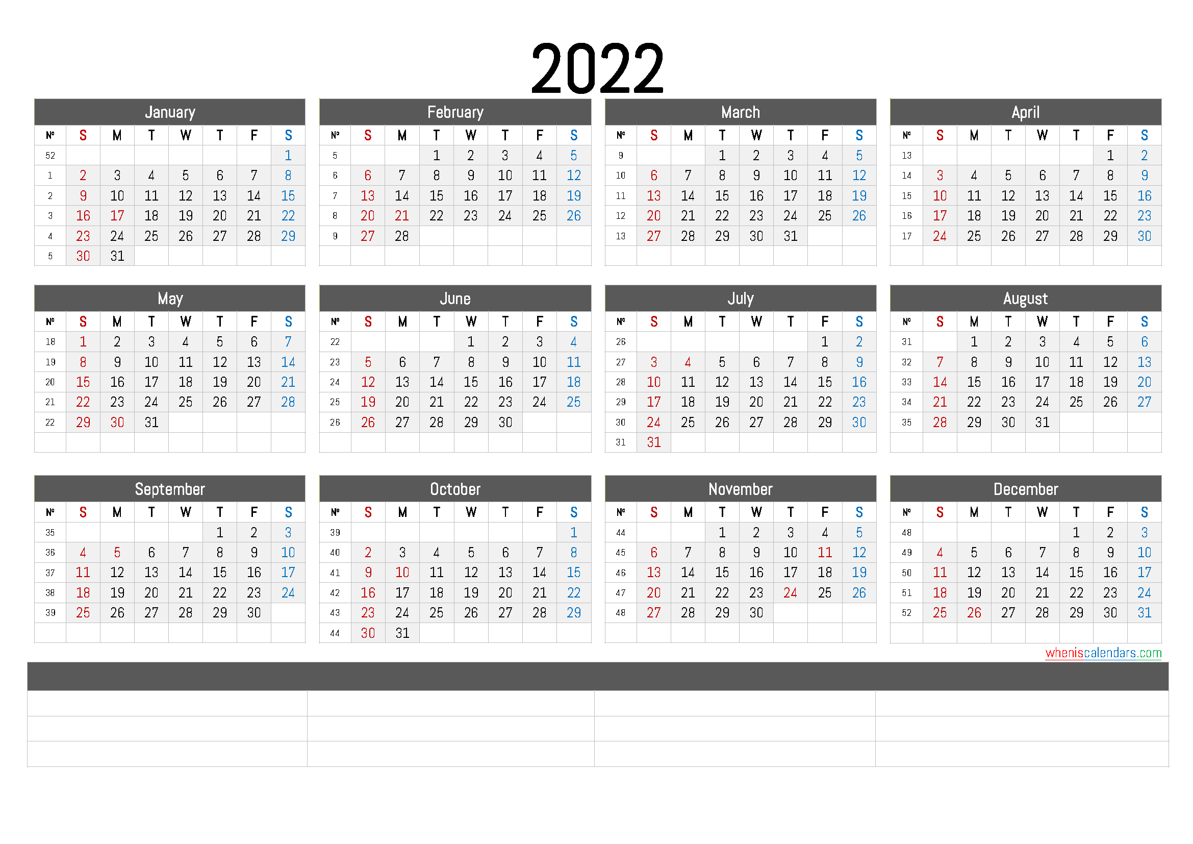 Free Cute 2022 Calendar Printable