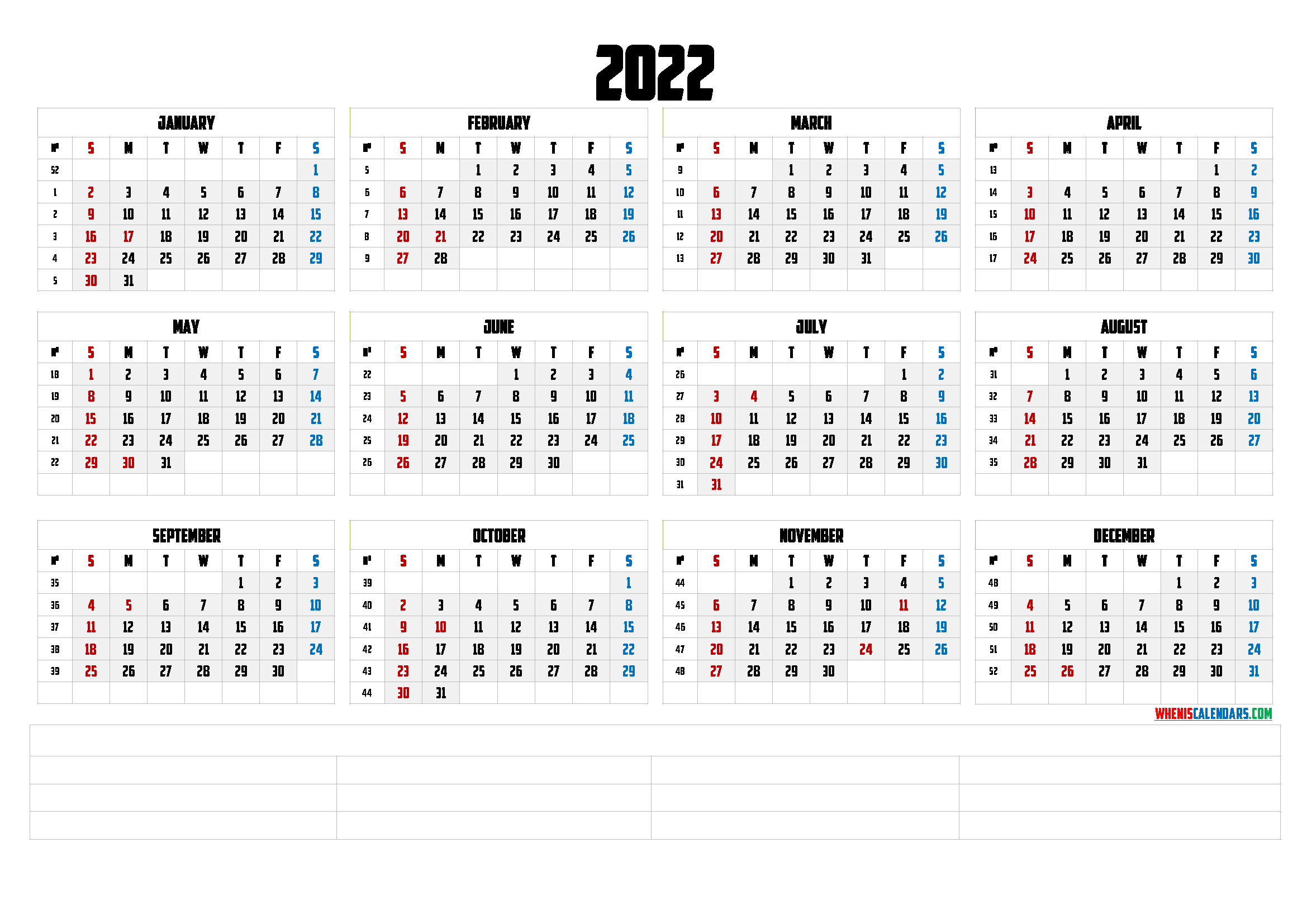 printable 2022 yearly calendar 6 templates free printable 2021
