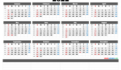 2022 Free Printable Yearly Calendar with Week Numbers