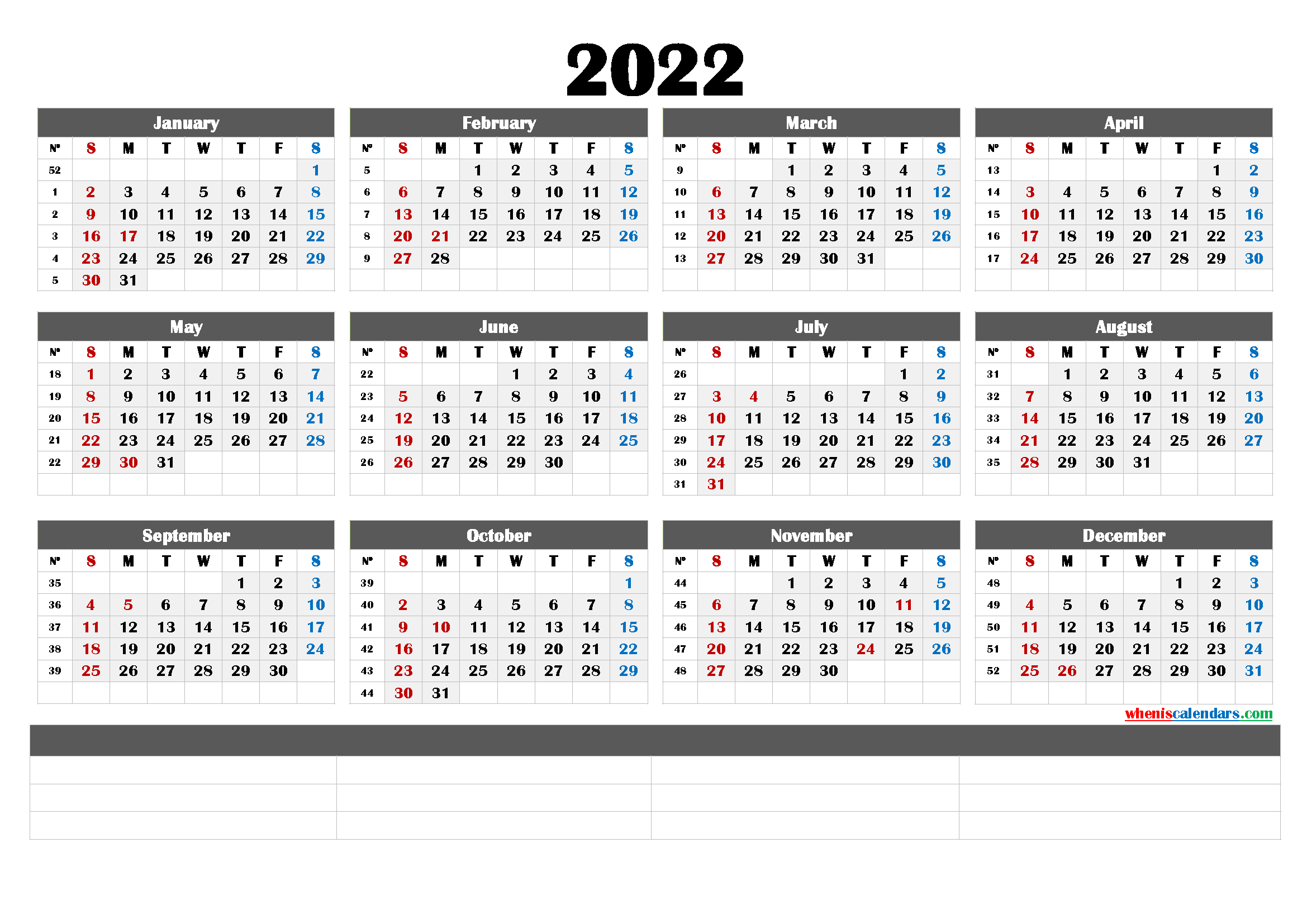 printable 2022 calendar by year 6 templates