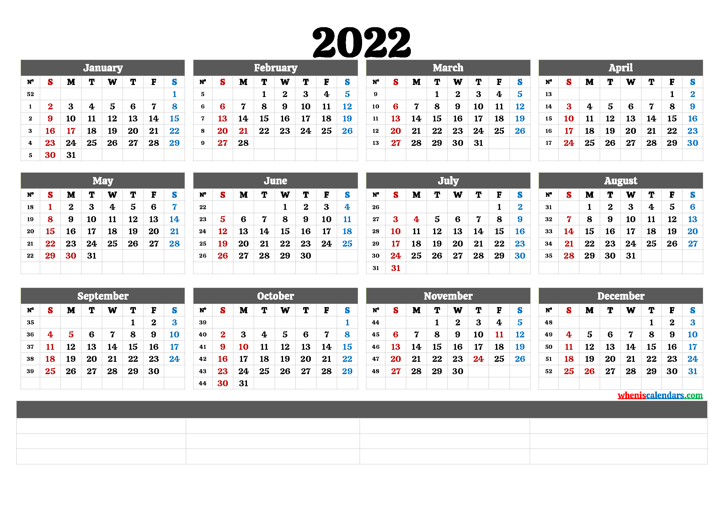 Free Cute Printable Calendar 2022
