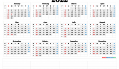 Free Printable 2022 Yearly Calendar