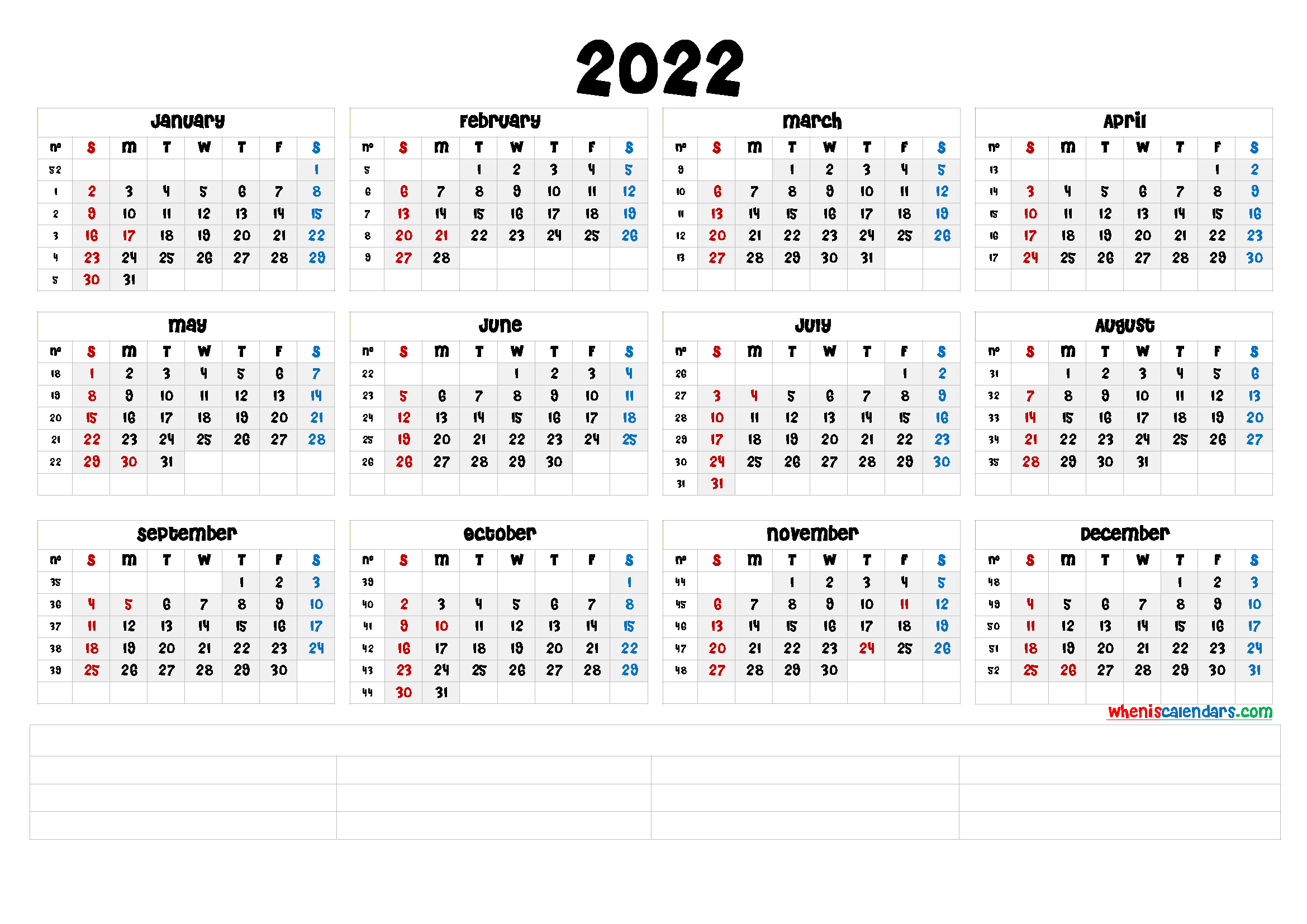 Downloadable 2022 Monthly Calendar