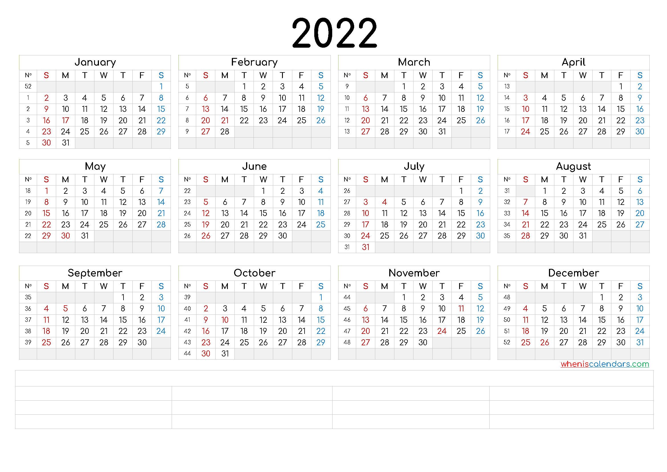 Free Printable 2022 Calendar By Year Premium Templates