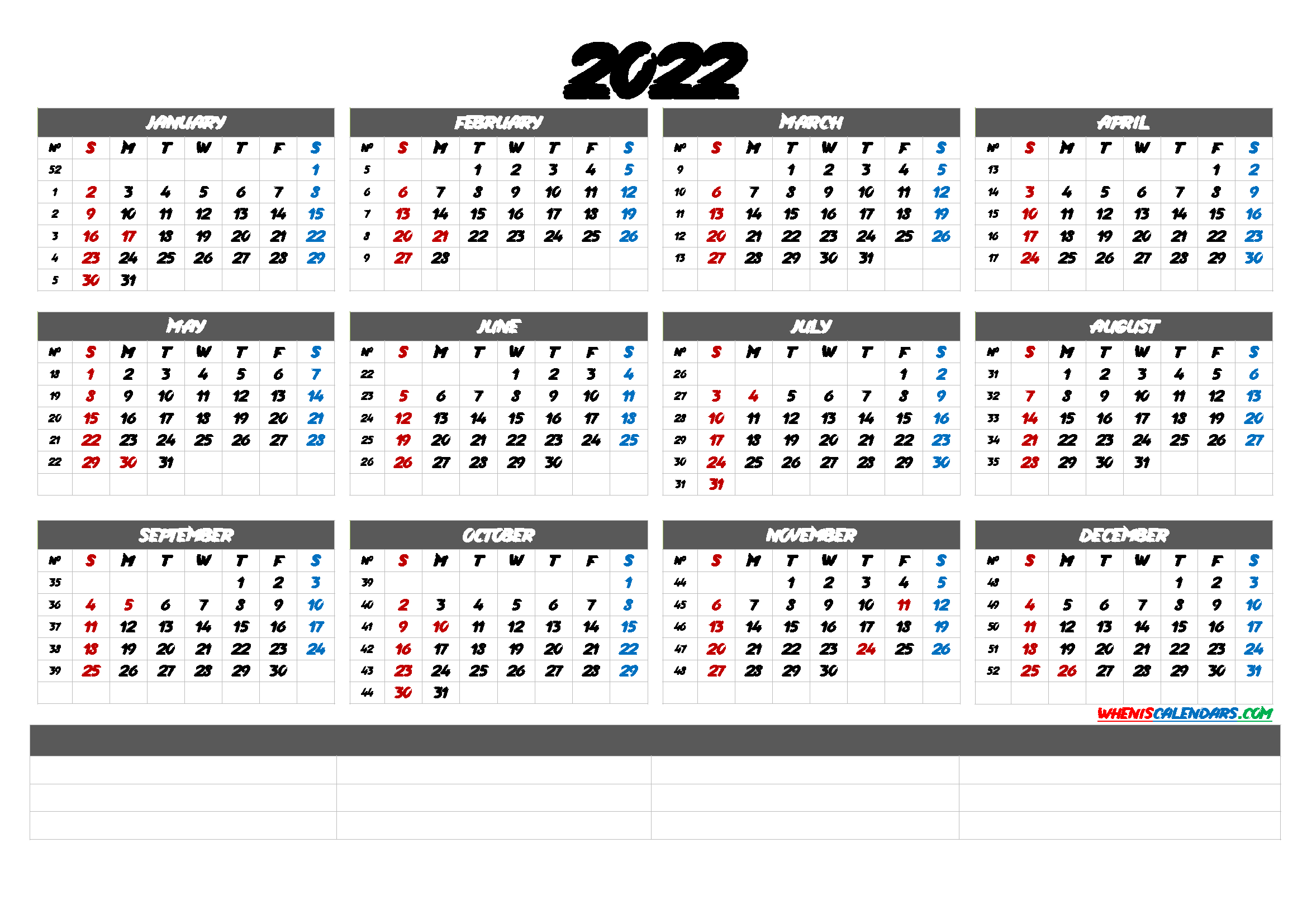Free Cute Printable Calendar 2022