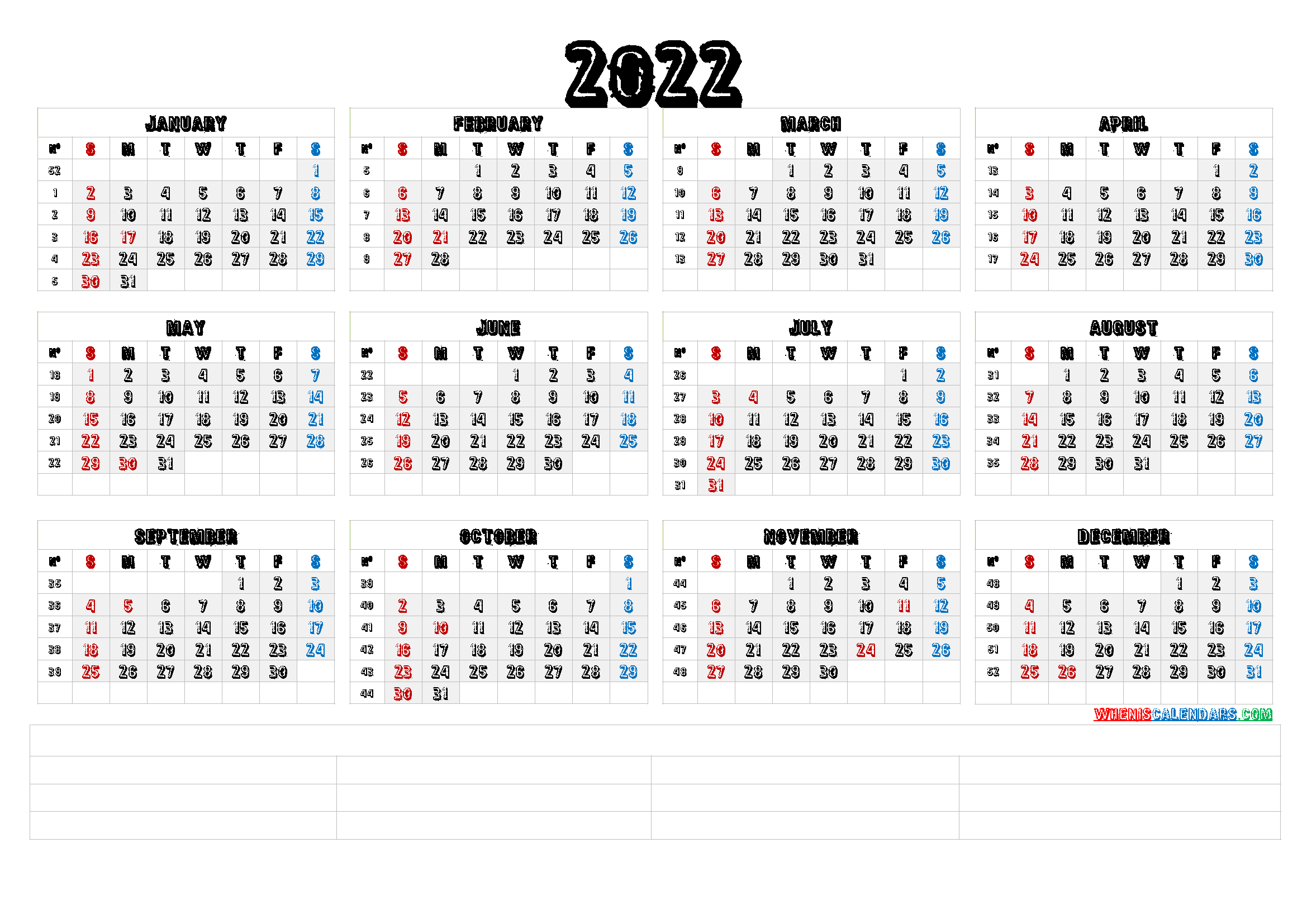 Downloadable 2022 Monthly Calendar