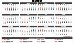 2020 Calendar Printable pdf