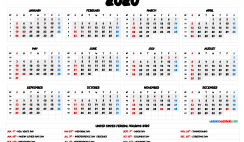 Free Printable 2020 Yearly Calendar with Holidays