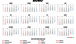 2020 Yearly Calendar template Word