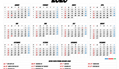 2020 Calendar with Holidays Printable