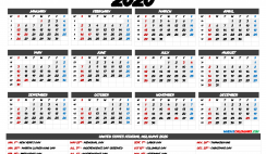 2020 One Page Calendar Printable