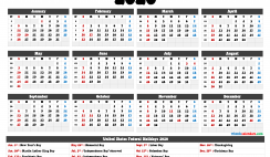 2020 Yearly Calendar template Word