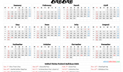 2020 Calendar with Week Numbers Printable