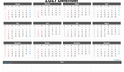 2021 Calendar with Week Numbers Printable