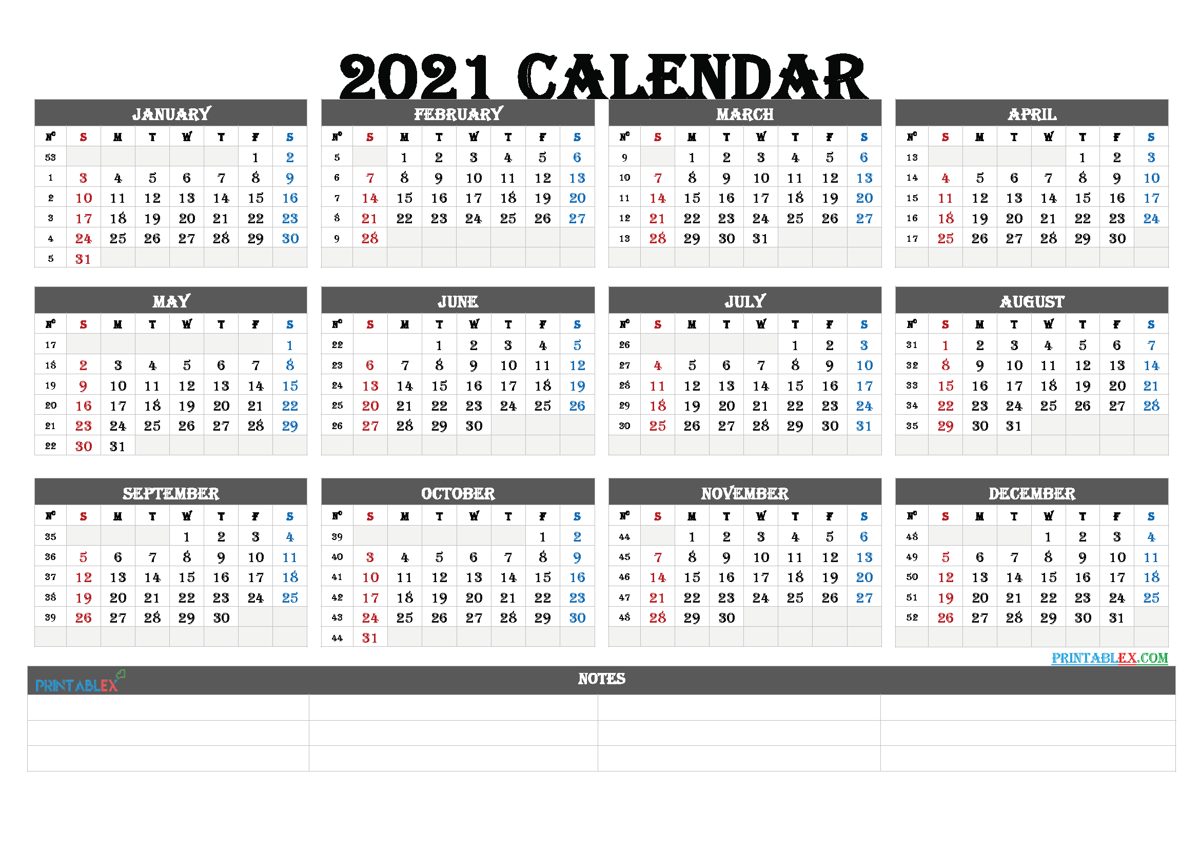 2021 Yearly Calendar Template Word - 21ytw38 - Free ...
