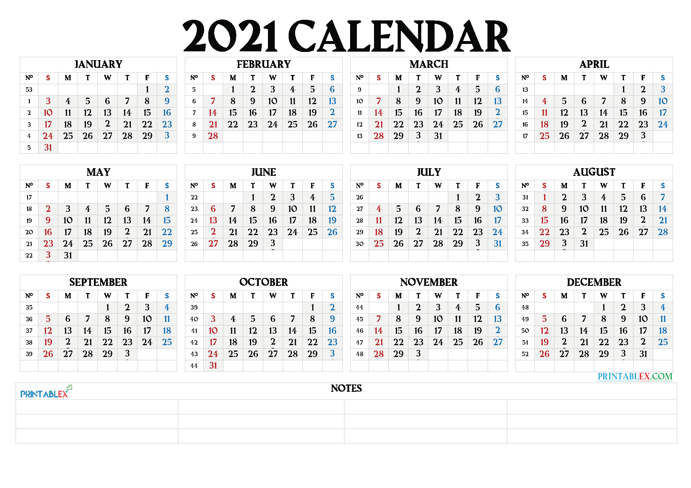 Printable 2021 Calendar by Month - 21ytw66