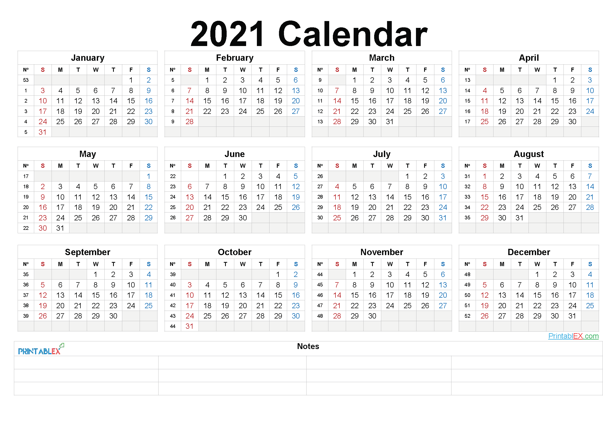 2021 Calendar With Week Number Printable Free Our Calendars Are Free