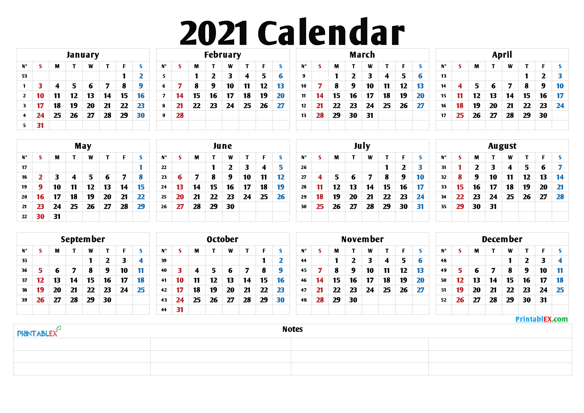 Free Printable 2021 Calendar Templates