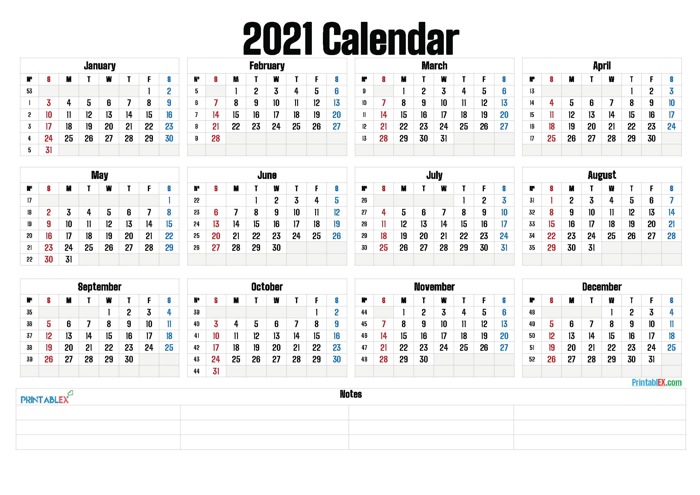 Printable 2022 Yearly Calendar with Week Numbers 21ytw161