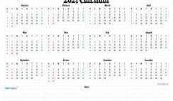 2021 Calendar with Week Numbers Printable