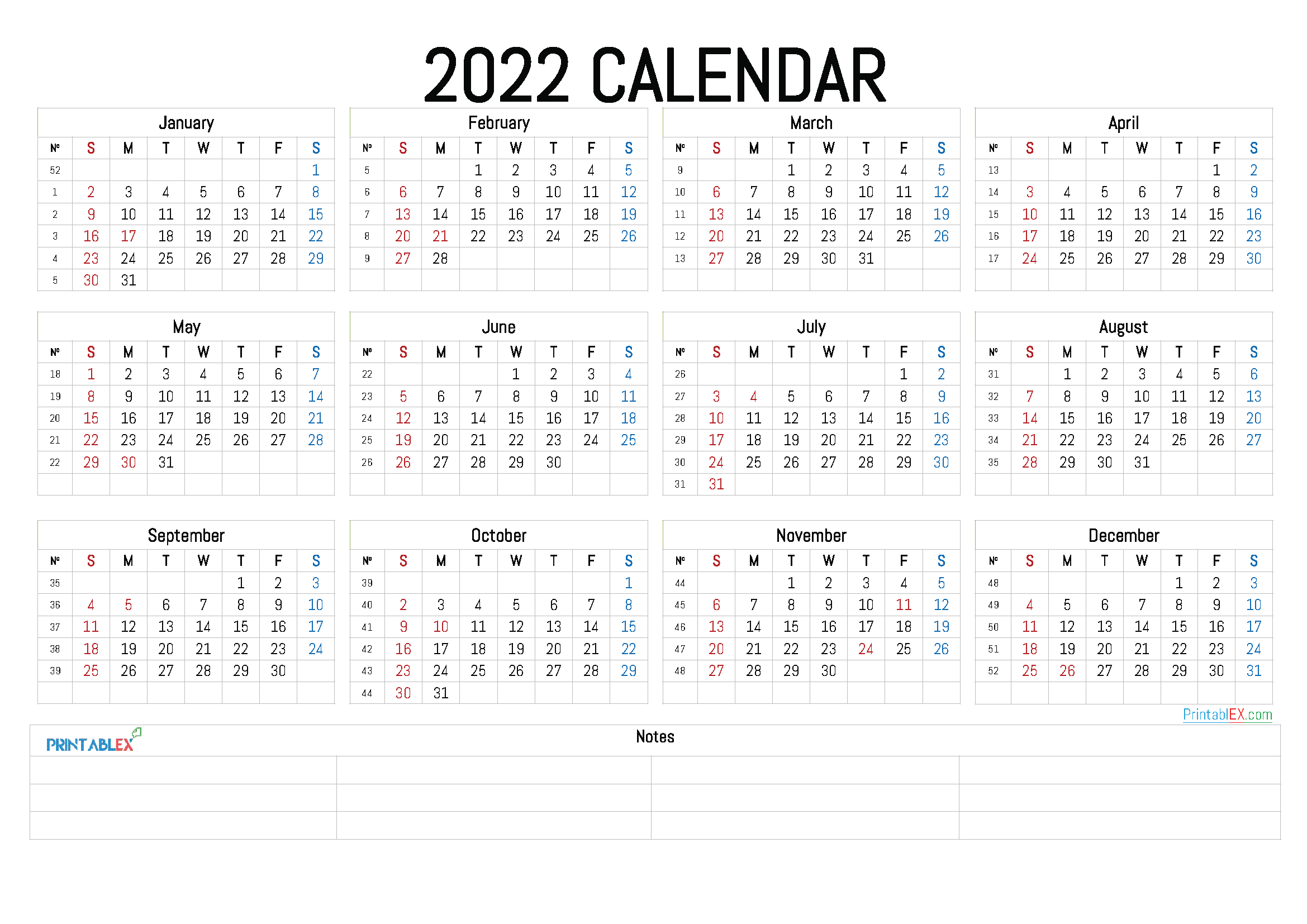 2022 Calendar Printable PDF (Abel Design) .