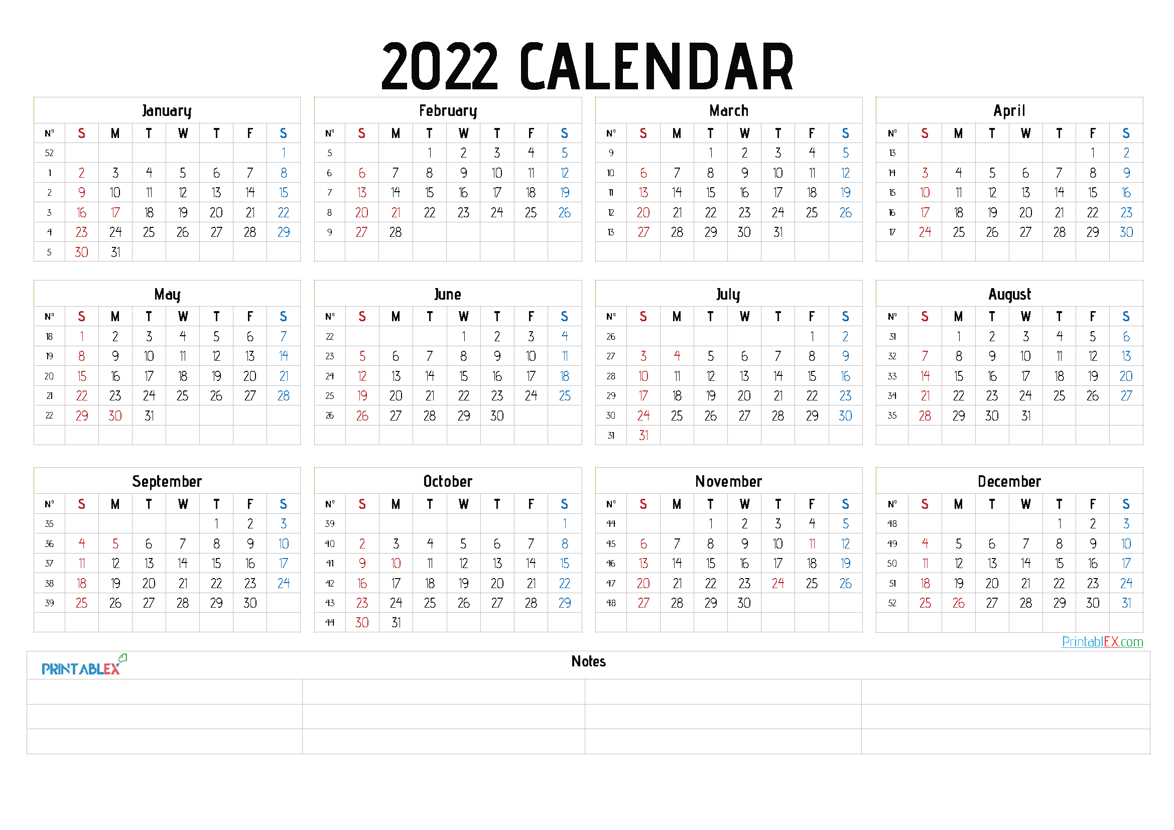 Free 2022 Calendar Printable