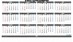 2022 Printable Yearly Calendar with Week Numbers