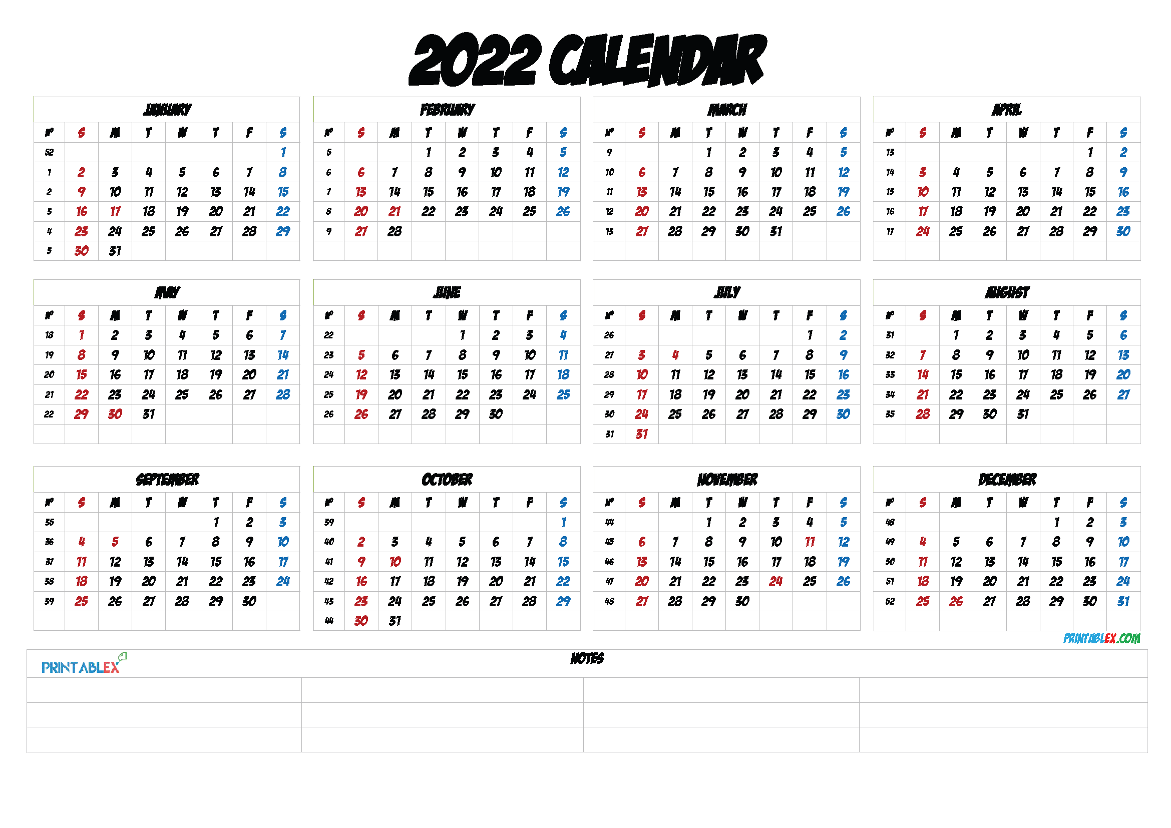 2022 Calendar With Week Numbers Printable 22ytw124 Free Printable 2021 Monthly Calendar With Holidays