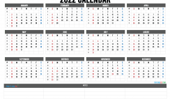 2022 Calendar with Week Numbers Printable