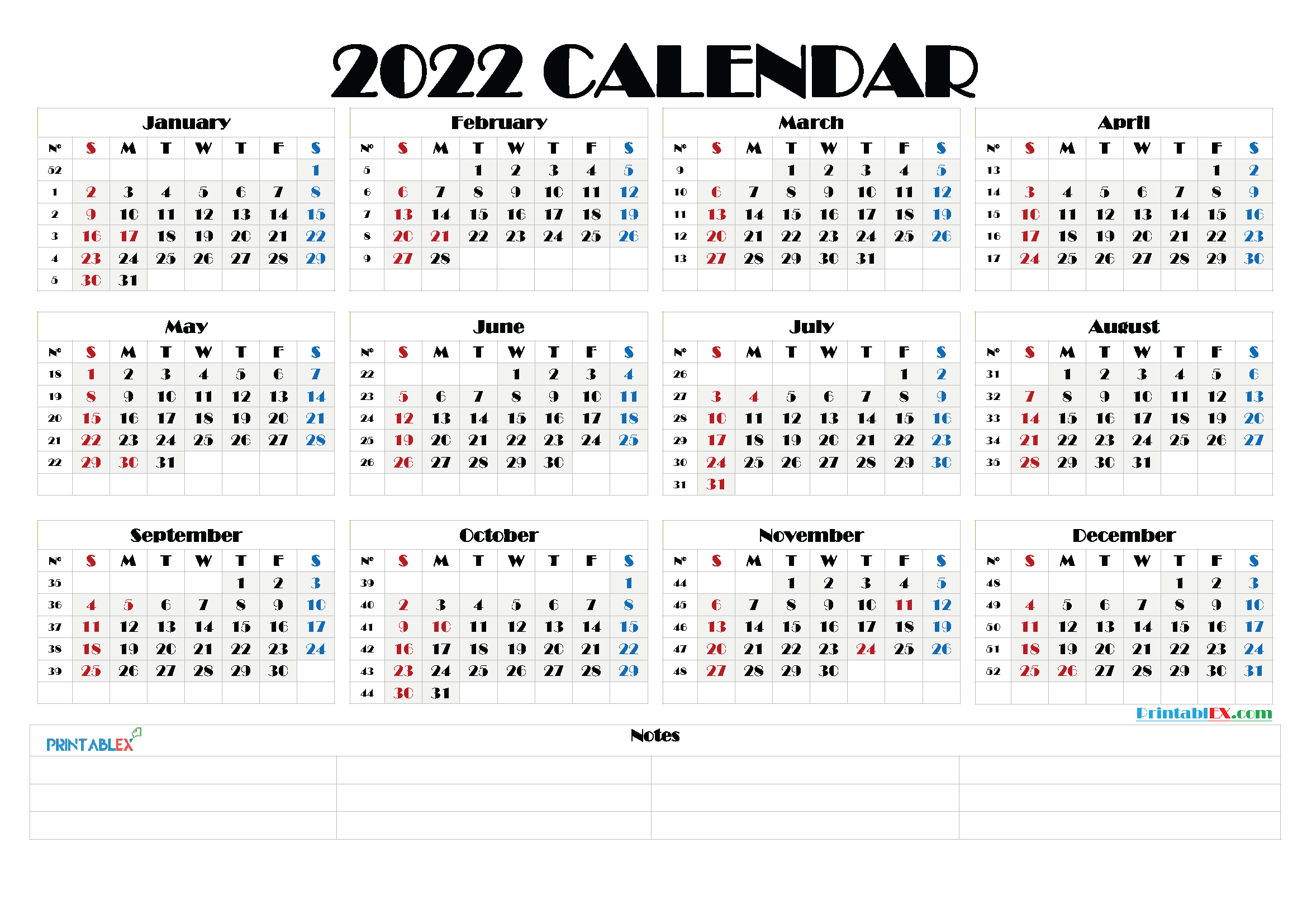 calendar by week number