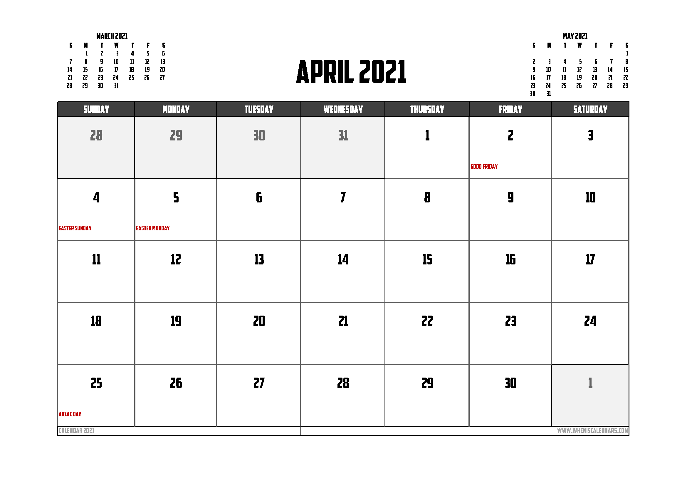 Featured image of post April 2021 Calendar Australia / These free april calendars are.pdf files that download and print on almost any printer.