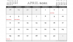 April 2021 Calendar Australia Printable