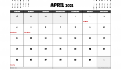 Free April 2021 Calendar Australia Printable