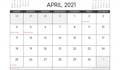 Free April 2021 Calendar Australia Printable