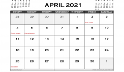 Printable April 2021 Calendar Australia