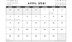 Printable April 2021 Calendar Australia