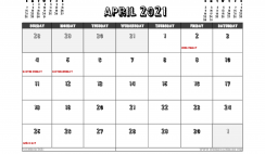 Free Printable April 2021 Calendar Australia