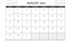 Free Printable August 2021 Calendar Australia