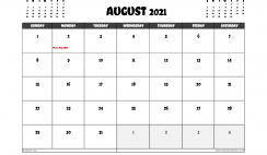Free August 2021 Calendar Australia Printable