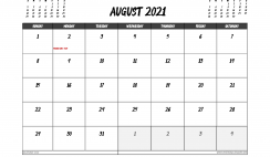 August 2021 Calendar Australia Printable