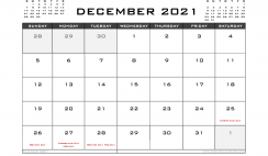 Printable December 2021 Calendar Australia